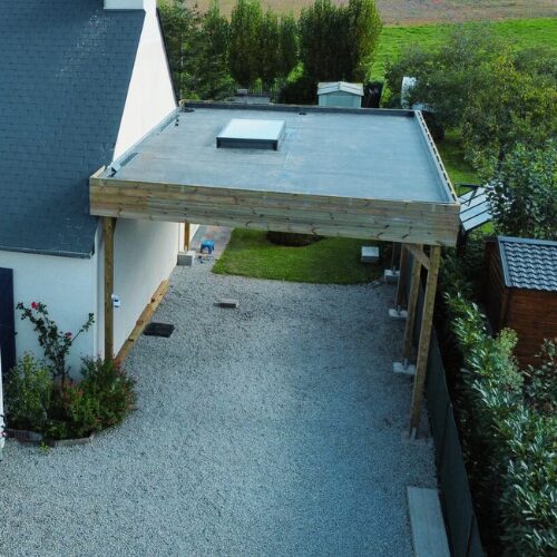 Carport bois pin cl4 Toit terrasse EPDM